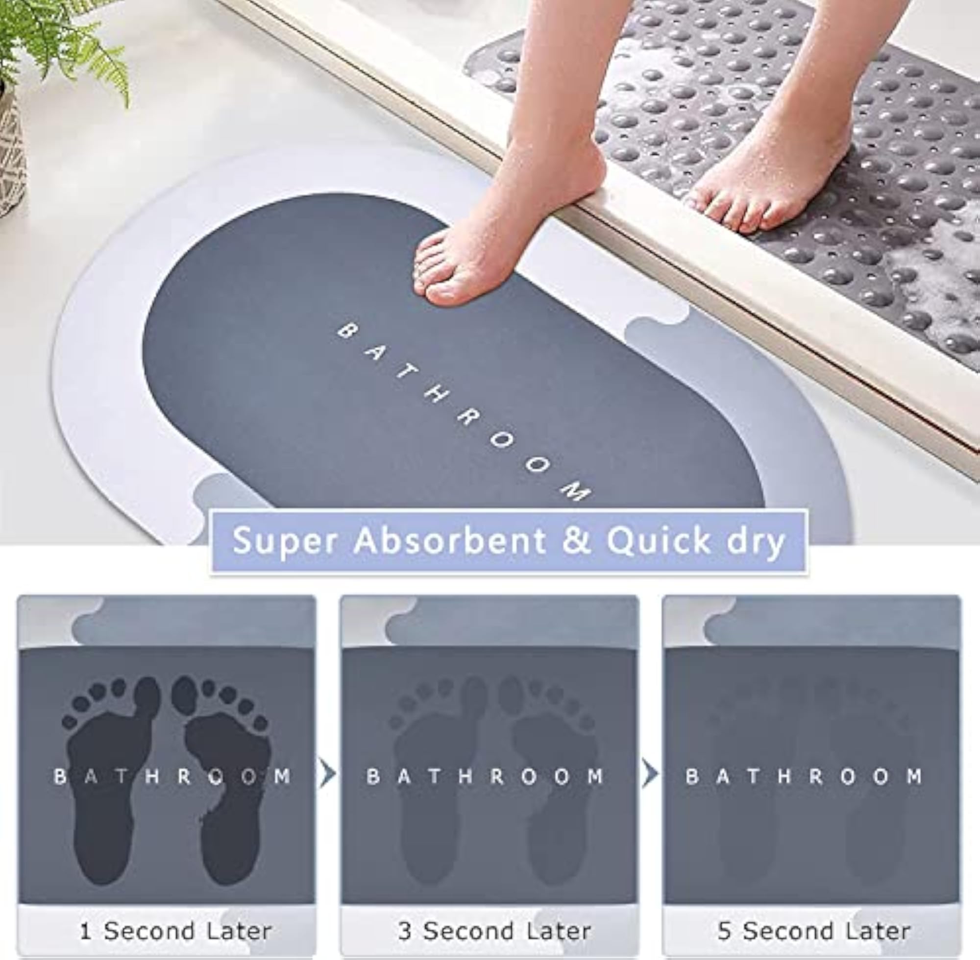 Soft Silicone Bathroom Mat Quick Drying Absorbent Mat