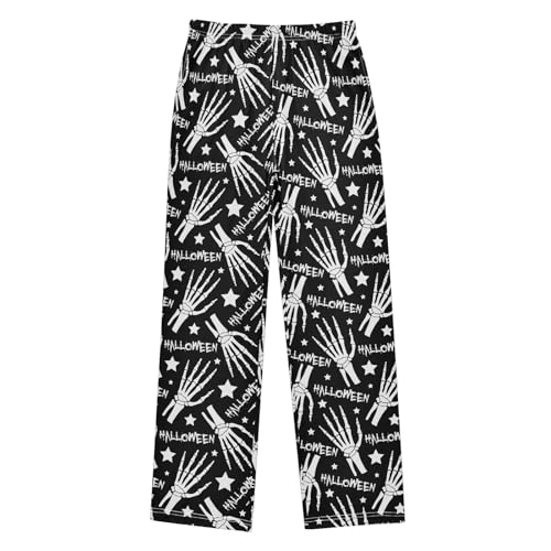 Halloween Skull Hand Boys Long Pants Soft Trousers Elastic Waist Kids Lounge Bottoms with Pockets S-XL