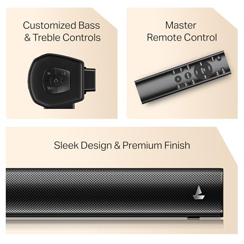Image of Boat Aavante 2.1 1200, 120W Signature Sound, 2.1 CH w /Wired Subwoofer, BT v5.4, Multiple Ports, EQ Modes & Remote Control, Bluetooth Sound bar, Home Theatre Soundbar Speaker (Premium Black)
