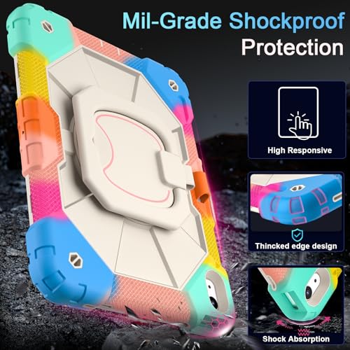 Image of Auizotl Case for iPad (A16) 11th /10th Generation 2025 /2022,10th Generation i Pad Case with 360 Rotating Stand Screen,Heavy Duty Shockproof Cover for iPad 11.0 /10.9 Inch C ase,Colorful