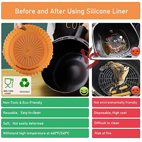 Air Fryer Silicone Pot 2 Pack, Reusable Air Fryer Liner, Fit 2-3 Qt, Air Fryer Oven Accessories, Flammable Parchment Liner Replacement.(Blue Orange) #TOP2