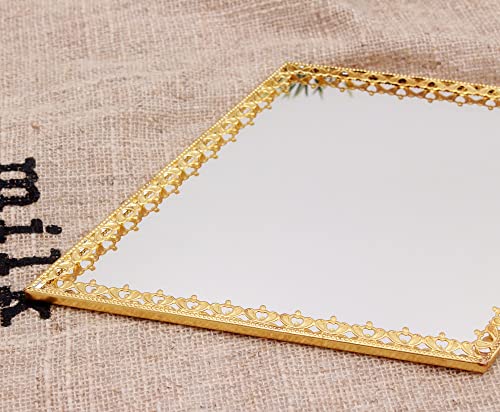 Funerom 8 X 5 Inch Decorative Wall Mirror Small Decor Mirror Gold Diamond Shape #TOP4