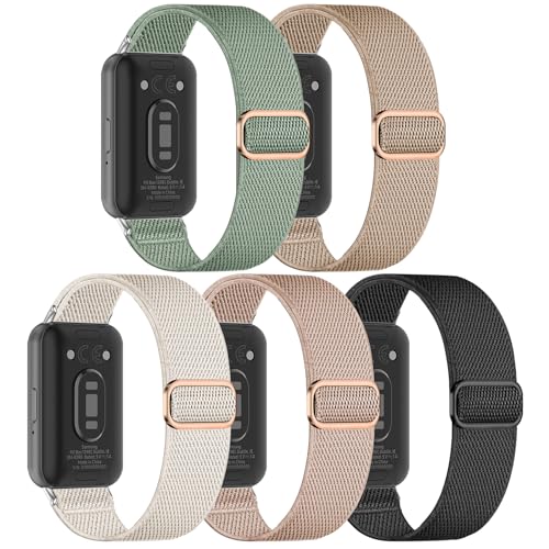 Conidido 5 Pack Stretchy Nylon Compatible with Samsung Galaxy Fit 3 Watch Band Adjustable Wristbands Sport Strap Loop for Galaxy Fit 3 SM-R390 Smartwatch Accessories - Soft Lightweight Elastic