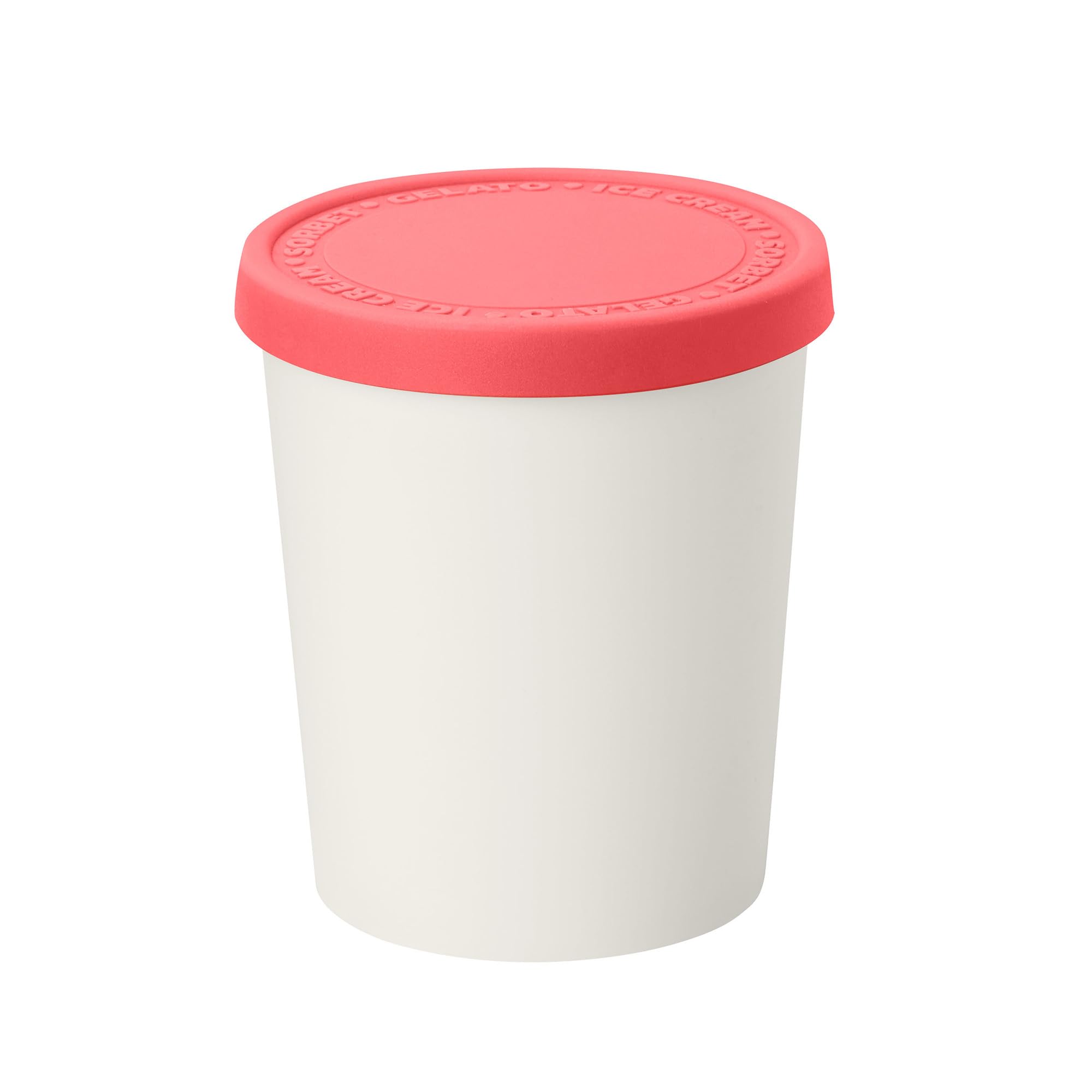 Tovolo Sweet Treat, Reusable Ice Cream Container for Homemade Ice Cream, Raspberry - 1 Quart Stackable Storage Tubs with Silicone Lids for Freezer - BPA-Free & Dishwasher-Safe