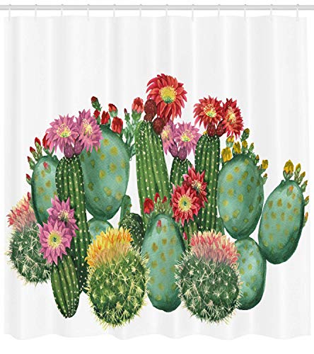 AIDEMEI Cactus Rideau De Douche Saguaro Baril Haie Porc Figue De Barbarie Tropicale Botanique Jardin Plantes Salle De Bain Ensemble Multi Couleur 180X180Cm