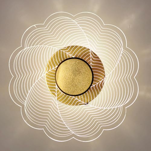 Image of Spiral Pattern 3-in-1 LED Wall Light Decorative Lamp with Golden Center Artistic Accent Lighting for Living Room Bedroom Hallway & Home Decor (Artistic Flower Designs, Pack of 2)