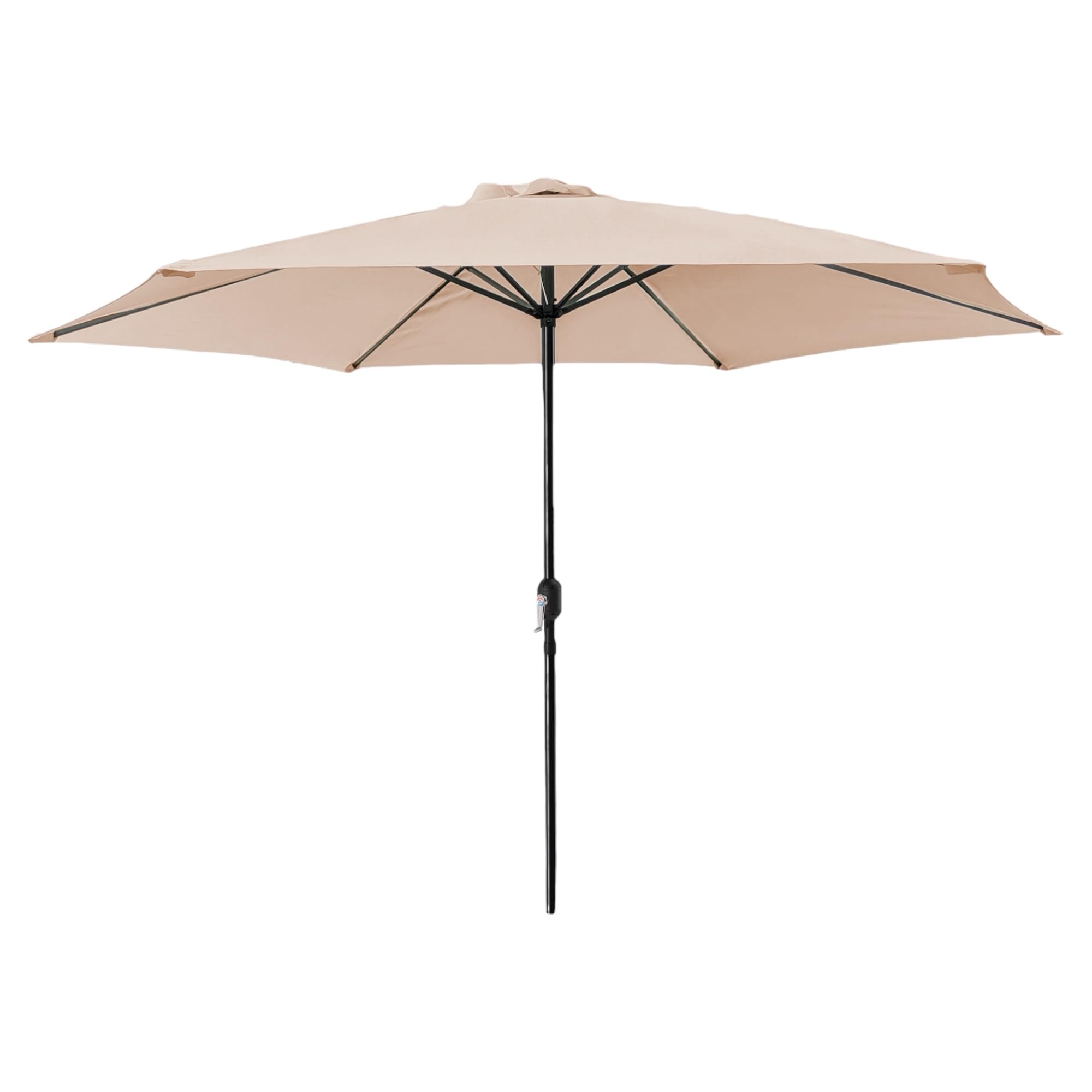 TIENDA EURASIA - Sombrilla Terraza Exterior, Color Beige, Medida Ø 300 x 244 cm, Apertura con Manivela, Parasol de Aluminio, Forro Anti Uv, Tela 180 gr