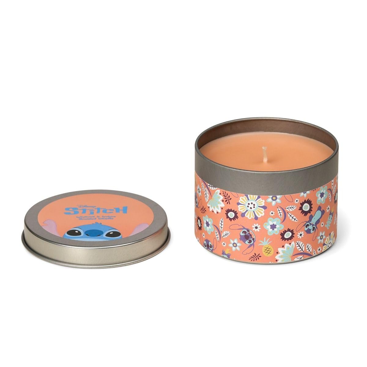 Disney Stitch Scented Tin Candle – Hibiscus & lychee in Pale Orange | Size: Medium