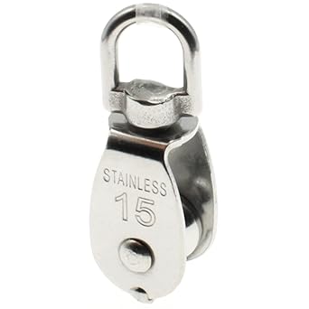 LBTODH M15 Single Pulley Block 304 Stainless Steel Heavy Duty Lifting Single Pulley Bearing Weight 77lb/35KG