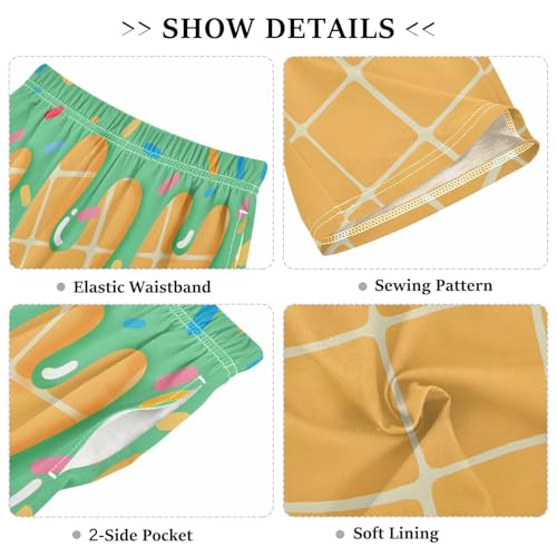 ALAZA Ice Cream Green Pajama Shorts Sleep Shorts Pant Lounge Pajama Bottoms Elastic Waist with Pockets3
