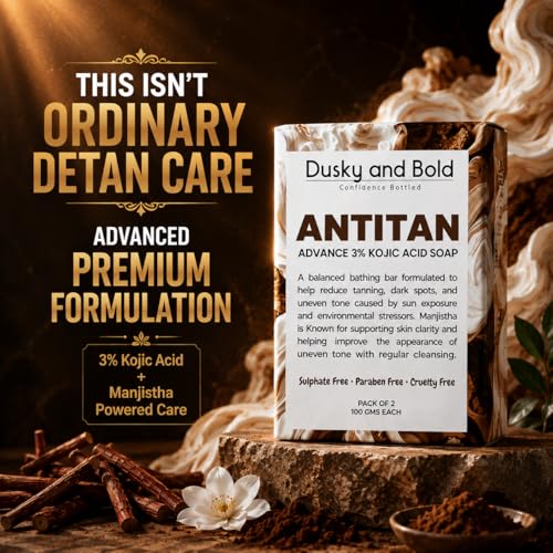 Image of Tan Removal Soap | Advance 3% Kojic Acid | | Fades Dark Spots | Neck Pigmentation | Pack of 2 | Detan Soap Bar | Melanin Glow | For Sun Damage Skin | 200 gms