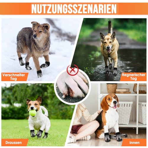 Eyein Hundeschuhe Pfotenschutz Winter, 4 Stück Wasserabweisend Windschutz Hundeschuhe mit warmem Fleece und hohem Design, Reflektierende und rutschfeste Hunde Schuhe Outdoor (Größe 2, Weiße Nähte)