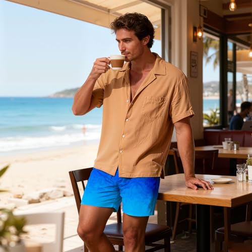 Image of Cozople Mens Swim Trunks 5.5 inch Compression Liner Swim Shorts Boxer Brief Lined Quick Dry Bathing Suit Swimwear
