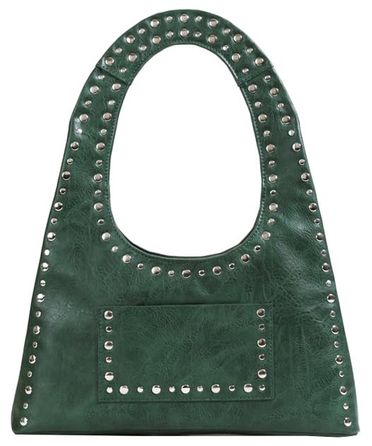 Image of Molodo PU Leather Hobo Bag for Women Vintage Studded Tote Bag Handbag Trendy Shoulder Bag Punk Streetwear Handbag Purse