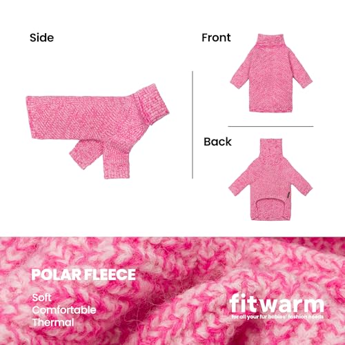 Image of Fitwarm Knitted Turtleneck Dog Sweater, Cozy Dog Winter Clothes for Small Dogs Girl, Holiday Pet Outfit, Heather Pink, XXL