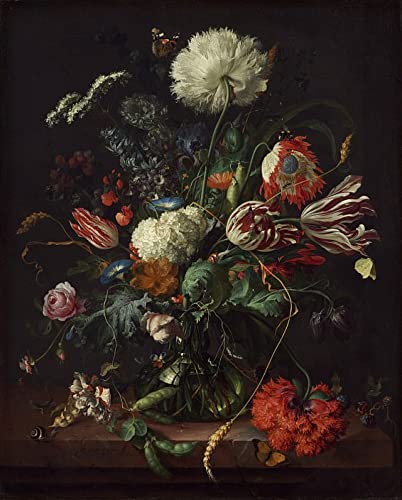 FROZBI Leinwand Bilder Kunstdrucke Leinwand Plakat Berühmtes Gemälde Jan Davidsz De Heem Blumenvase für Wohnzimmer 60x90cm