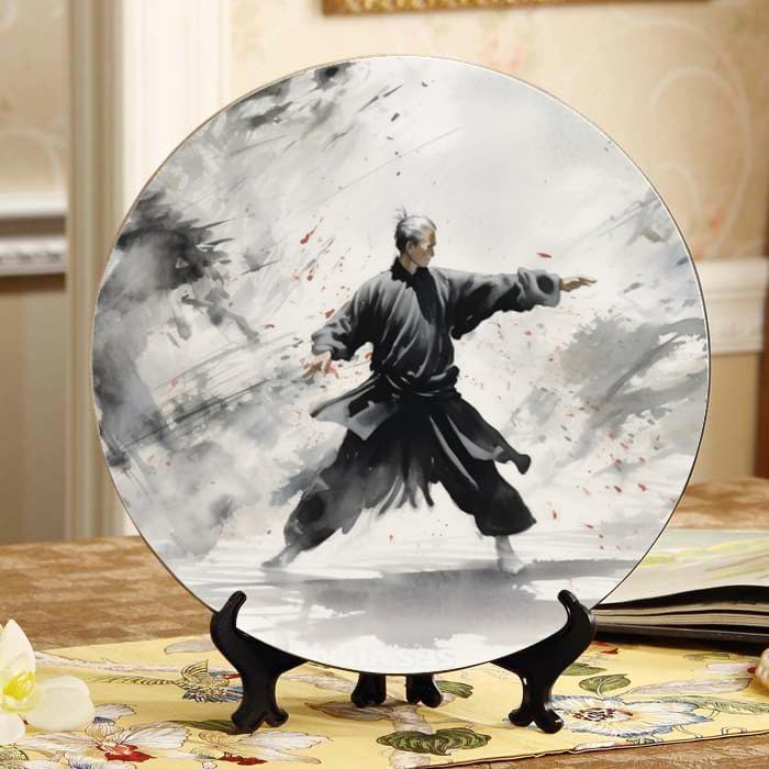 Impressionist Style 10-inch Ceramic Plate for Wall Display or Tabletop, with Stand & Hook DP-008660943