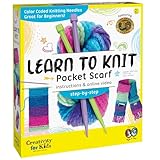 Creativity for Kids Learn to Knit Pocket Scarf Kit | Learn to Knit a Cozy, Functional Scarf with a Handy Pocket | Relaxing DIY Craft & Mindful Activity for Kids (Ages 9+)