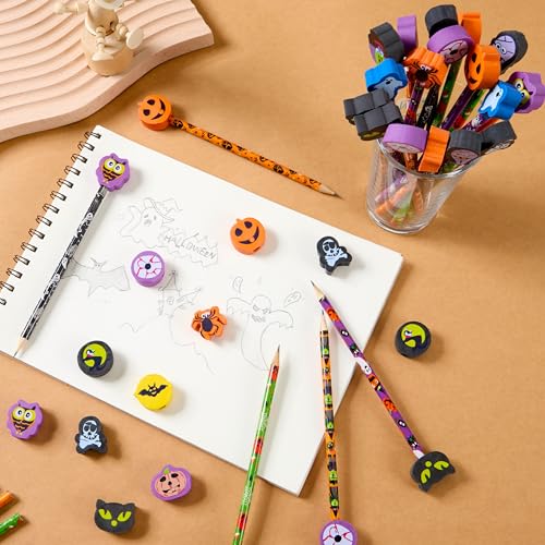 JOYIN 108PCS Halloween Lápices de Grafito HB con Borradores miniatura 7