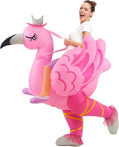 KOOY Inflatable Flamingo Costume Adult, Inflatable Costumes Women, Pink Flamingo Funny Suit Blow Up Costume for Adults, Halloween Costumes Summer Hawaiian Luau Flamingo Themed Party