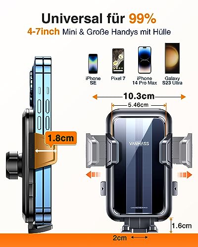 VANMASS Handyhalterung Auto Lüftung【2026 Stärkster Lüftungshaken】 Handy Halterung Auto Militär-Klasse Kfz Handyhalterung Universal Autohalterung für iPhone 17 Pro Max/17 Air/16/15/14 Samsung S26 usw 6