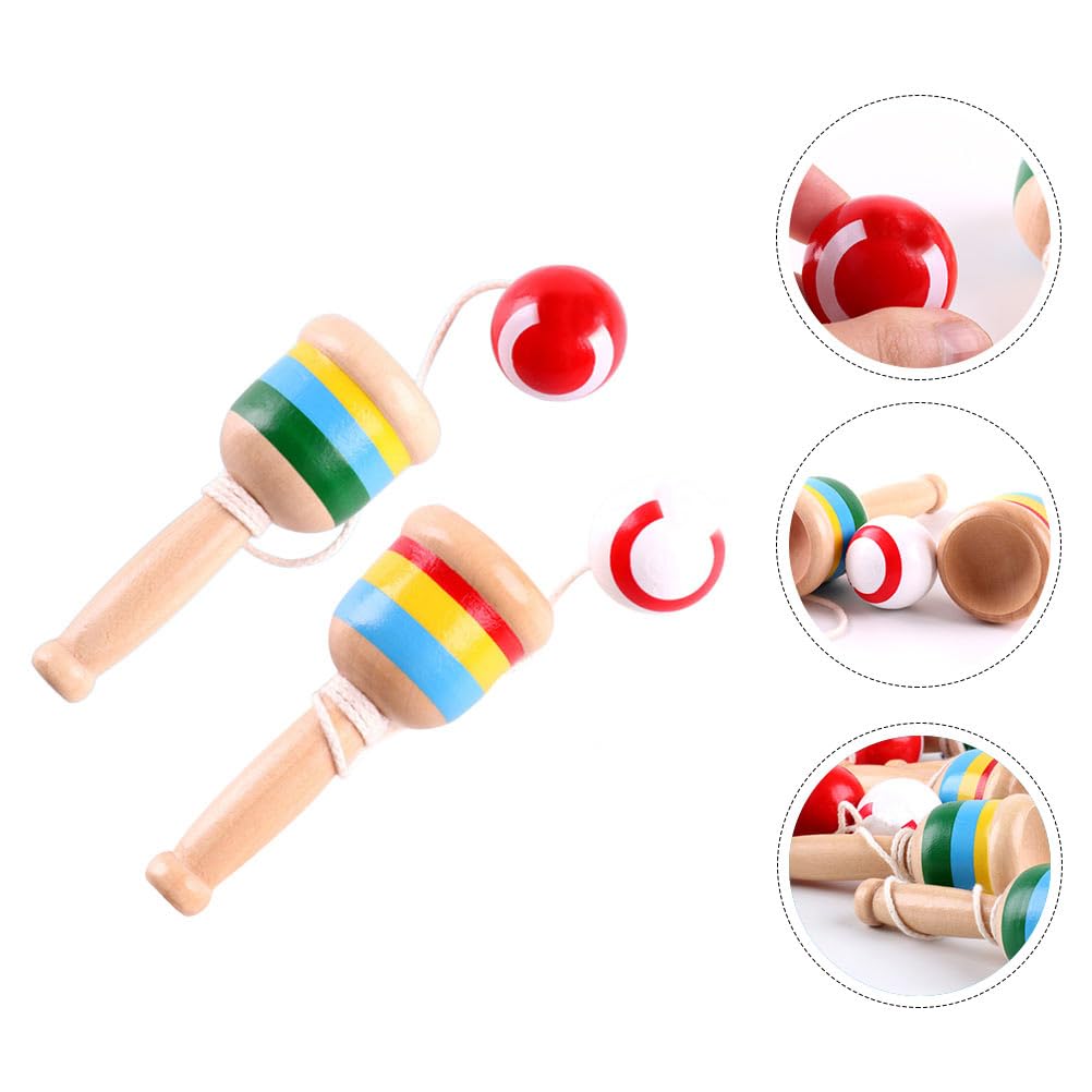 Toyandona - 2 Palline in Legno con Mini Coppe e Palline, Ideali Come Regalo per Bambini