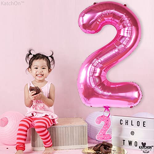Image of KatchOn, Hot Pink Number 2 Balloon - 40 Inch Number Balloon | 2 Balloon Number, Two Cool Birthday Party Decorations Girl, Pink Party Decor, 2nd Birthday Decorations for girl