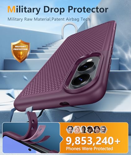 Image of FNTCASE for Samsung Galaxy S25-Edge Case: Lightweight Cell Phone Cover Military Grade Drop Protection with Non Slip Textured Back | Rugged Shockproof Protective Bumper Cases(Burgundy)