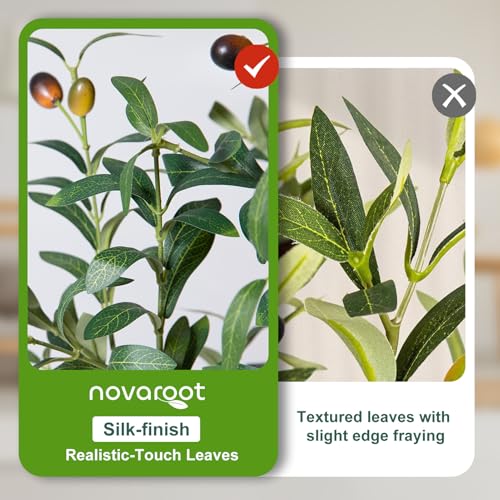 Olive Trees Artificial Indoor, 5FT Tall Faux Olive Tree with Lights Moss and Planter, Artificial Plants Indoor with Natural Wood Trunk and Lifelike Fruits, Fake Tree for Home Office Living Room Decor - Image 6
