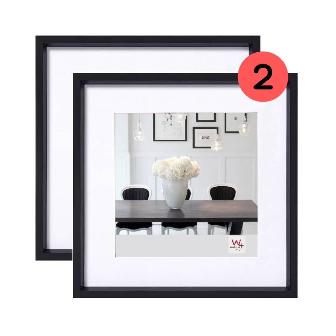 walther design Bilderrahmen schwarz 40x40 cm 2er Pack Steel Style Kunststoffrahmen ES440BD – Bild 2