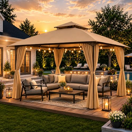LAUSAINT HOME 10x10 Patio Arc Gazebo Outdoor Canopy Tent...