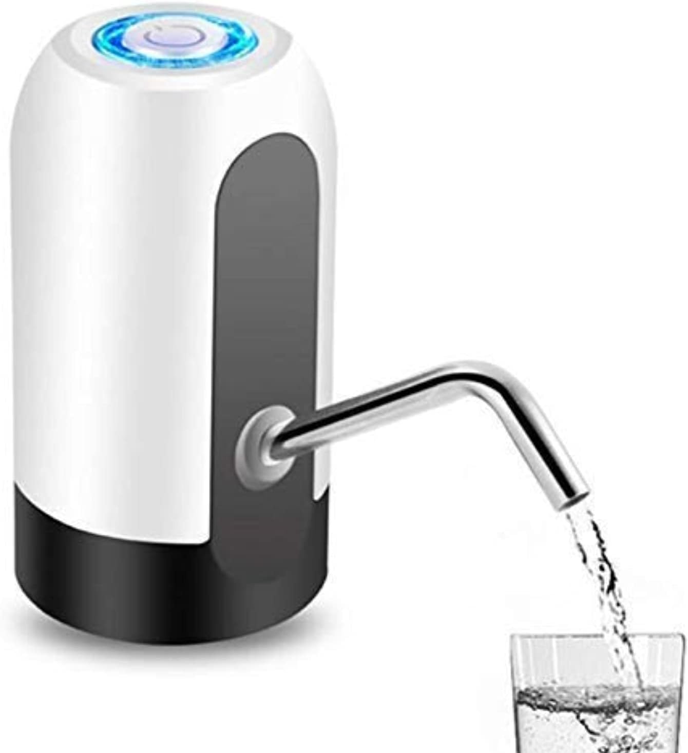 Electric Drinking Water Bottle Pump, Portable LED Light Bottled, USB Rechargeable Dispenser, for Home Office(White)