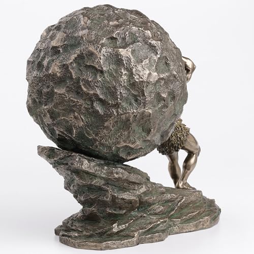 Estatua grande de resina con acabado bronce Sísifo 15.25 pulg miniatura 6