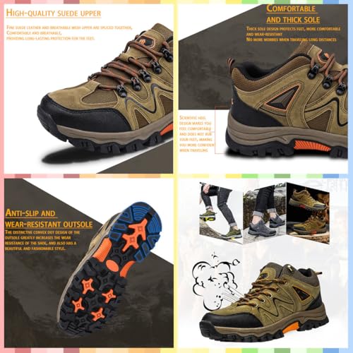 Men's Outdoor Lightweight Breathable Orthopedic Hiking Shoes,Comfortable Trekking Work Shoes for All Season,Waterproof Non-Slip Rubber Outsole3