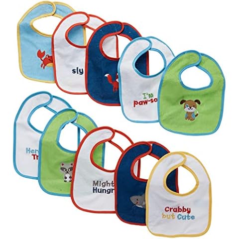 Neat Solutions Water Resistant Drooler Bib Set, Multi-Color, 10 Count Cover