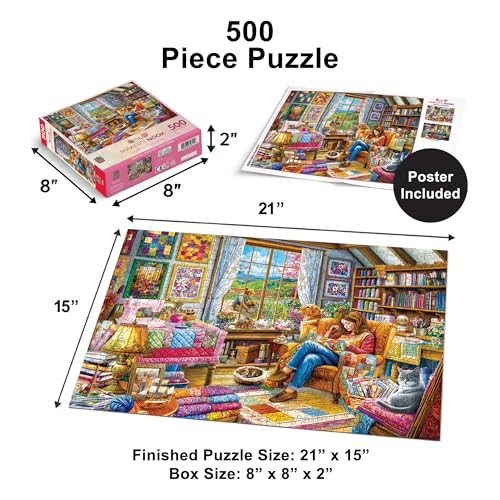 Rompecabezas de 500 piezas MasterPieces para adultos, familia o jóvenes - Maker's Nook - Quilts & Cucumbers - 21" x 15" miniatura 2