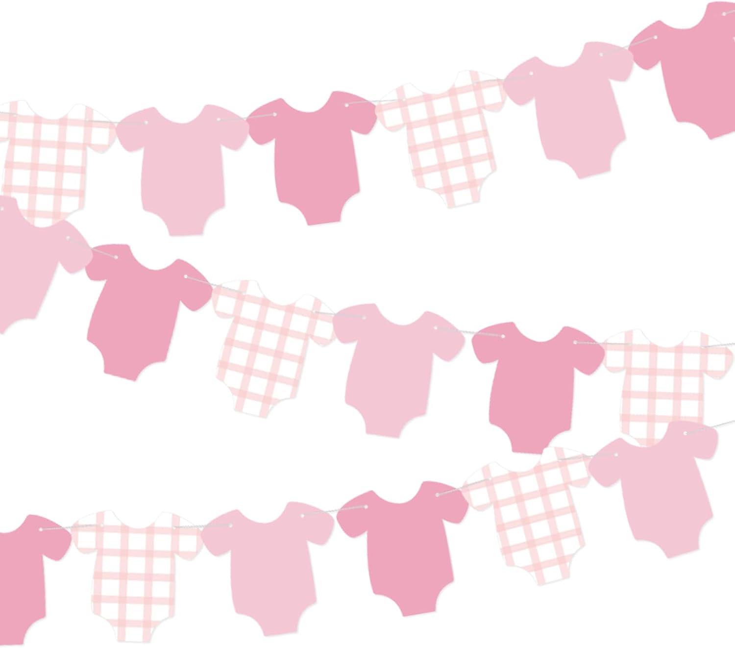 Weysat 2 Pcs Baby Clothes Banner Baby Boys Girls Shower Decorations Pink Blue Bodysuit Clothesline Banner Gender Reveal Birthday Neutral Party Outfit Paper Decor Supplies