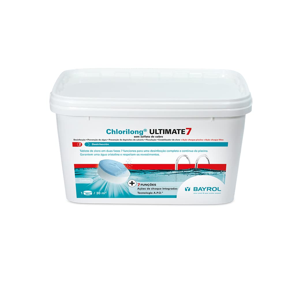 Bayrol CHLORILONG Ultimate 7 - Tableta de cloro 300g - Azul y blanco
