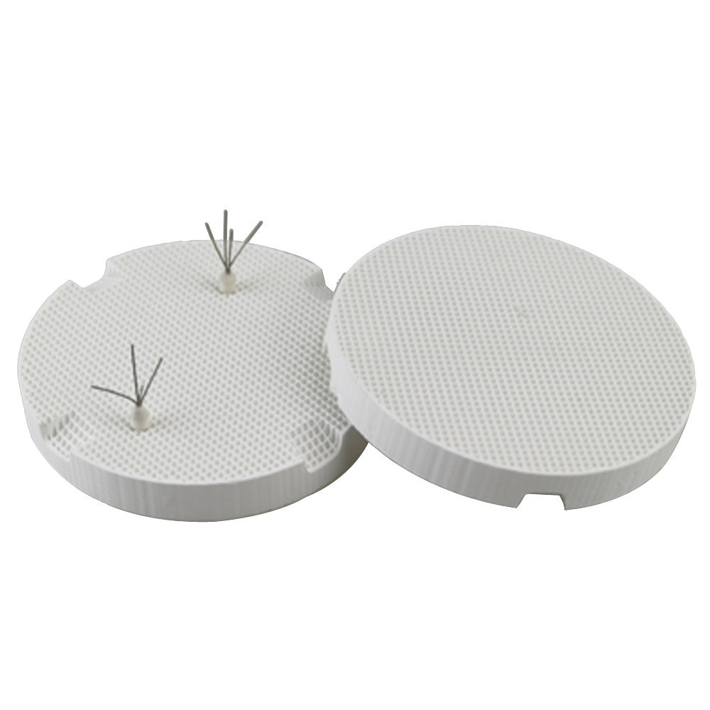 Airgoesin 2pcs Dental Lab Honeycomb Round Firing Trays 72mm with 10pcs Amann Girrbach Pins Tool