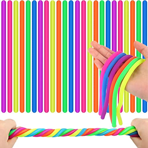 Yeefunjoy 24 Pcs Cuerdas elásticas Juguetes sensoriales,Juguetes de Estiramiento Sensorial Fidget para Niños Adultos,Ansiedad por Add ADHD Autismo,Regalo de Fiestas de Cumpleaños Recompensas de Aula