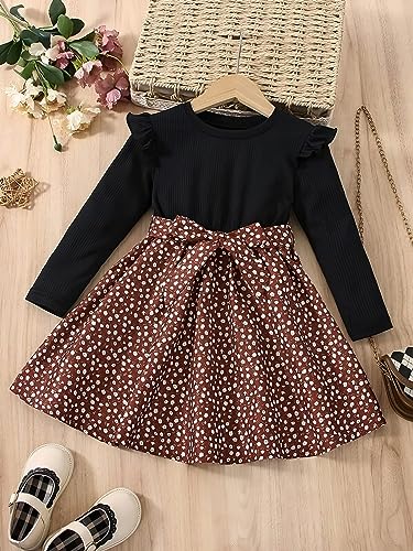 Image of Buy & Try Zoya Lycra Printed Girl's Frock Full Sleeve Dress