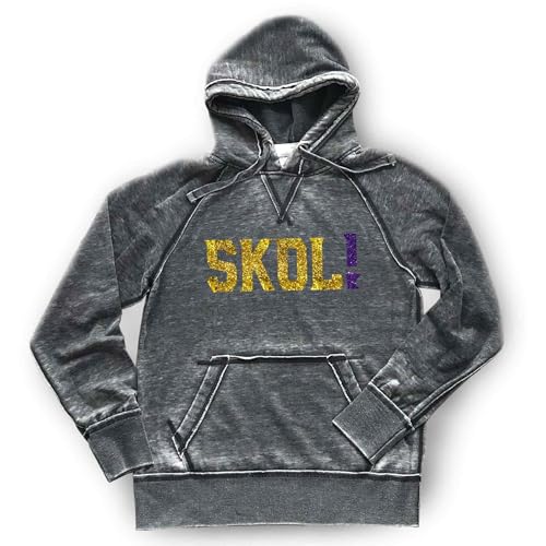SKOL! Vikings Hoodie Unisex Men's Women's Minnesota Football Sparkly or Matte Soft Lightweight Hooded Sweatshirt, Gray (XL, Dark Grey Hoodie/Yellow Gold/Purple Matte)3
