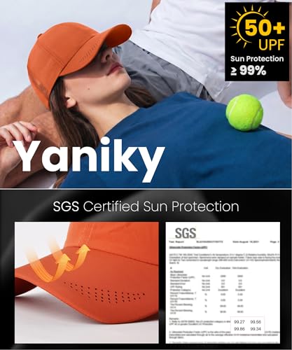 Image of YANIKY Running Hat for Men & Women, UPF 50+ Quick Dry Baseball Cap, Lightweight Breathable Sports Hat for Golf and Tennis