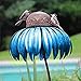 Sensation Pink coneflower Bird Feeder,Standing Bird Feeder,Anti-Squirrel Bird Feeder,Outside Rust Resistant Garden Art Metal Birdfeeder with Stand (Red+Blue)