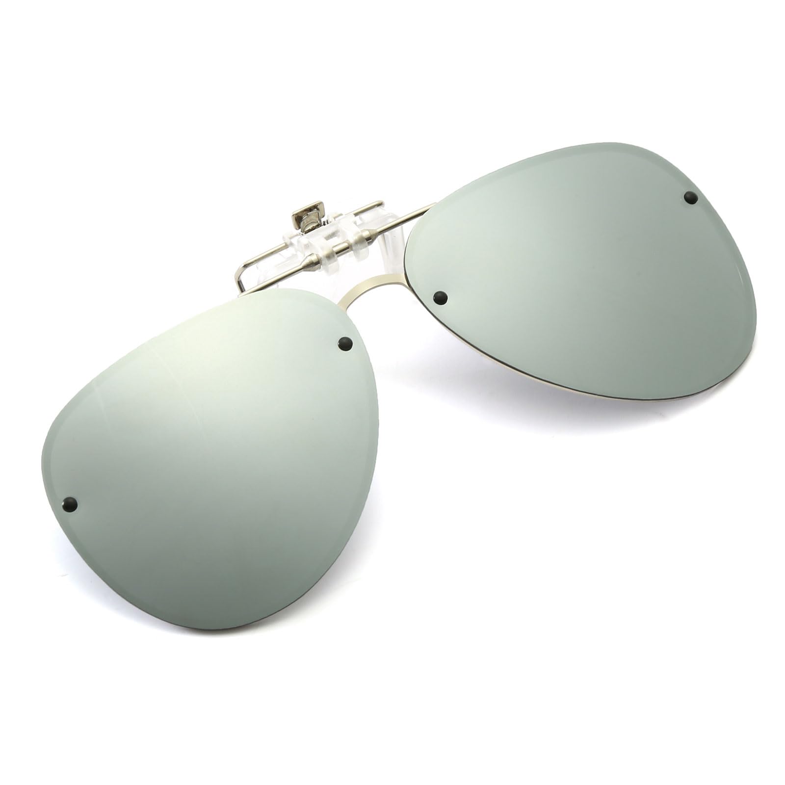 YAMEIZE Polarized Lens Clip on Sunglasses - Anti-Glare Pilot Glasses for Women Men Flip Up Rimless Clip Eyewear Driving Travelling Outdoor…