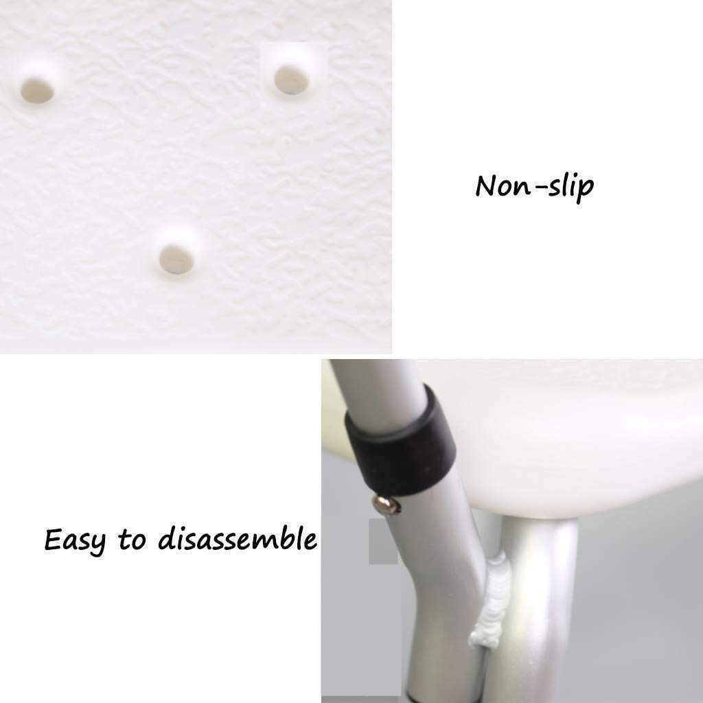 Asiento de baño Taburete de Ducha Silla de baño Regulable en Altura con apoyabrazos Aluminio Ligero con Respaldo para Embarazada 200 Kg
