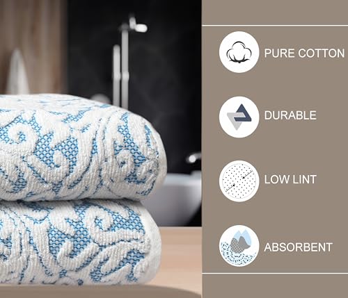 COTTON CRAFT Oversized Bath Sheet - 2 Pack XXL 32x89 - Premium Cotton Sculpted Medallion Jacquard Terry 7 Foot Extra Large Beach Blanket Towel Sheet - Big & Tall - 630 GSM Soft Absorbent Luxury - Aqua