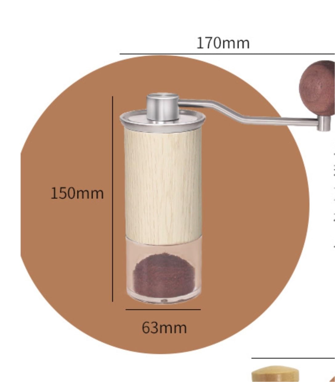 Molinillo Café Molino Cafe Molinillo De Café Manual Duradero, Molinillo De Acero Inoxidable, Molinillo Portátil De Granos De Café con Manivela Moledor De Cafe(Beige)