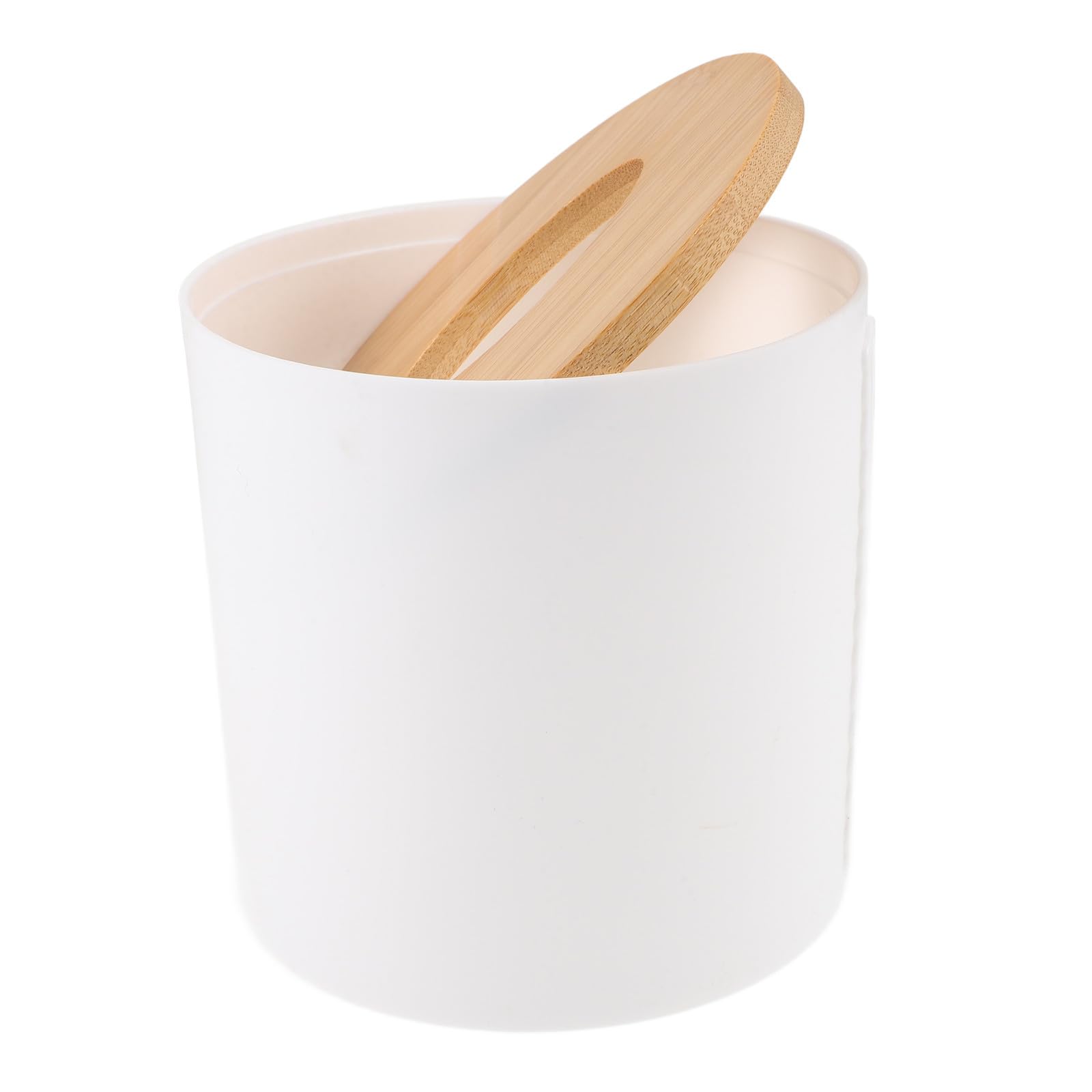 Portarrollos blanco de diseño resistente con tapa superior protectora de bambú