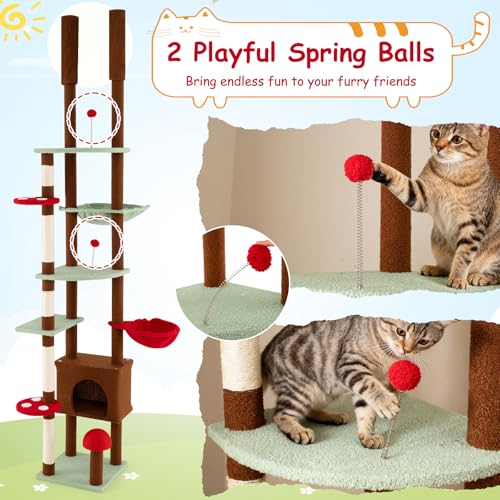 Árbol para gatos ajustable de hasta 265 cm, diseño seta miniatura 7